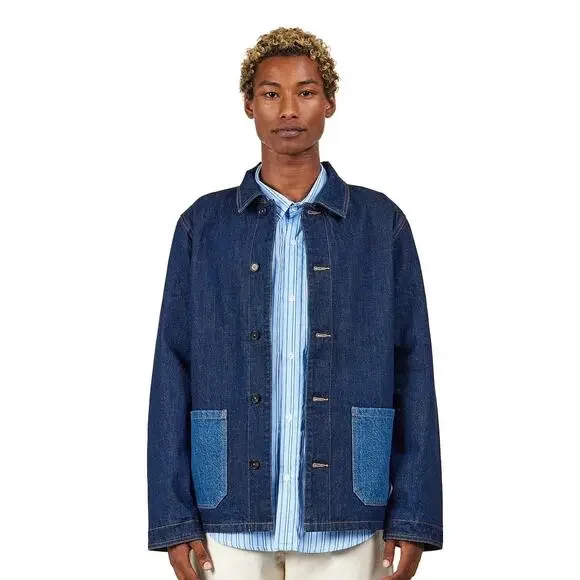A.P.C. Indigo Anthonin Denim Patch Pocket Button Front Jean Jacket Size Small - Picture 1 of 16